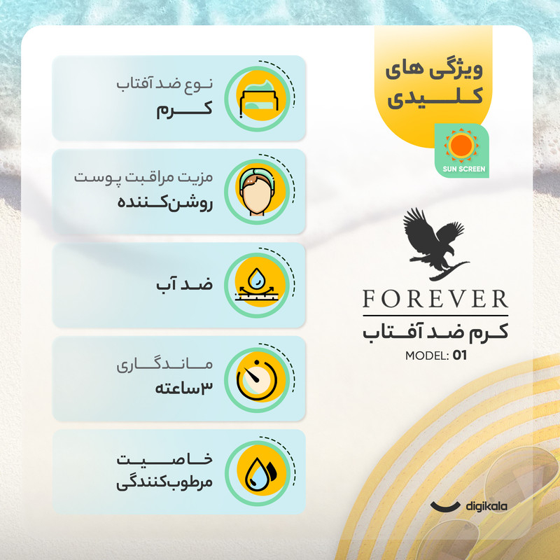 قیمت و خرید کرم ضد آفتاب بی‌رنگ فوراور لیوینگ پروداکتس، SPF 30، مدل 01