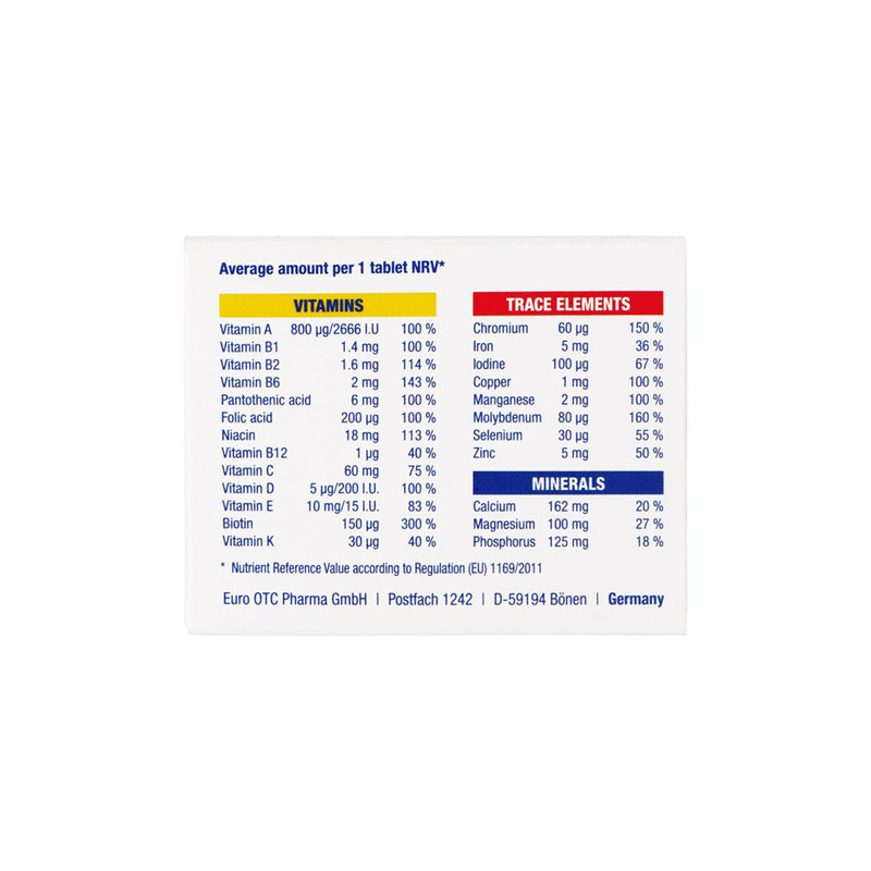 قیمت و خرید قرص مولتی ویتامین کامپلیت یورو ویتال بسته 30 عددی
