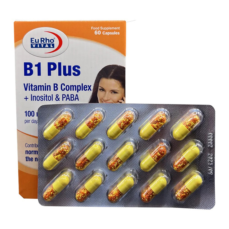 قیمت و خرید کپسول B1 پلاس یوروویتال بسته 60 عددی