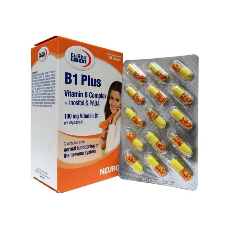 قیمت و خرید کپسول B1 پلاس یوروویتال بسته 60 عددی